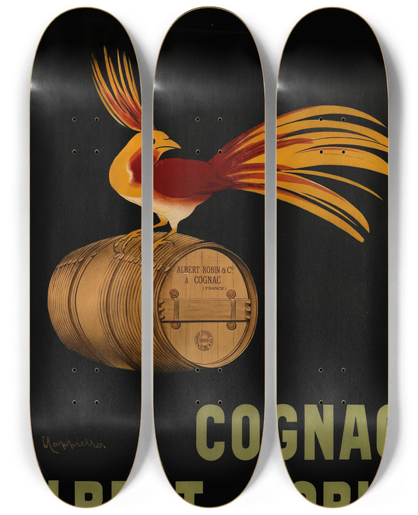 Triptych art skateboard deck of Leonetto Cappiello Cognac Albert Robin by Leonetto Cappiello (1875-1942)