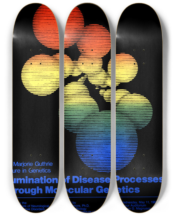 Triptych art skateboard deck of National Institutes Of Health Illumination Of Disease Processes Through Molecular Genetics by National Institutes Of Health (1887)