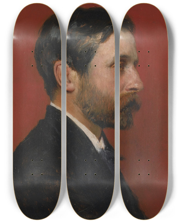 Triptych art skateboard deck of Jules Elie Delaunay Portrait Of Monsieur Vinchon by Jules Elie Delaunay (1828-1891)
