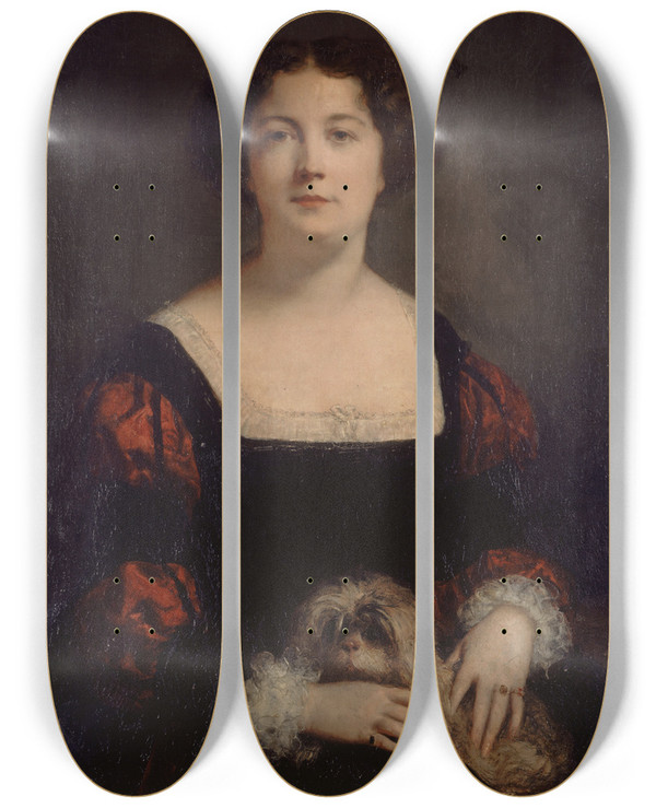 Triptych art skateboard deck of Gustave Ricard Portrait Dapollonie Sabatier 18221889 Dite La Prsidente by Gustave Ricard (1823-1873)