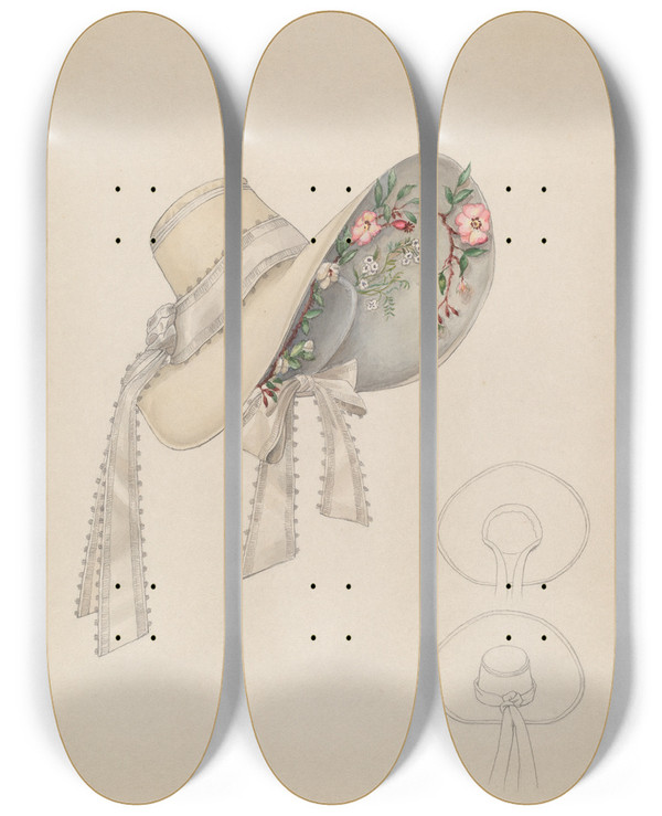Triptych art skateboard deck of Louis Maldarelli Wedding Bonnet by Louis Maldarelli
