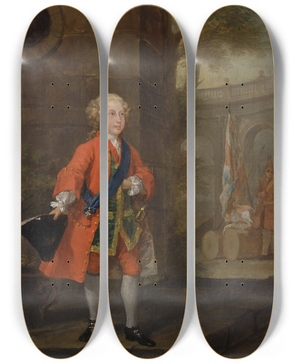 Triptych art skateboard deck of William Hogarth William Augustus Duke Of Cumberland by William Hogarth (1697-1764)