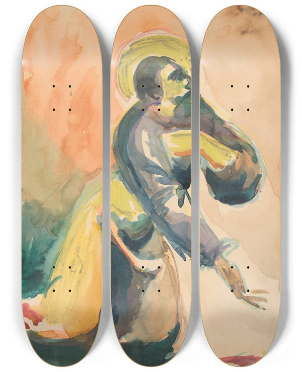 Triptych art skateboard deck of Jn Novk Kaiaci Svtec by Jan Novak (1921-1944)