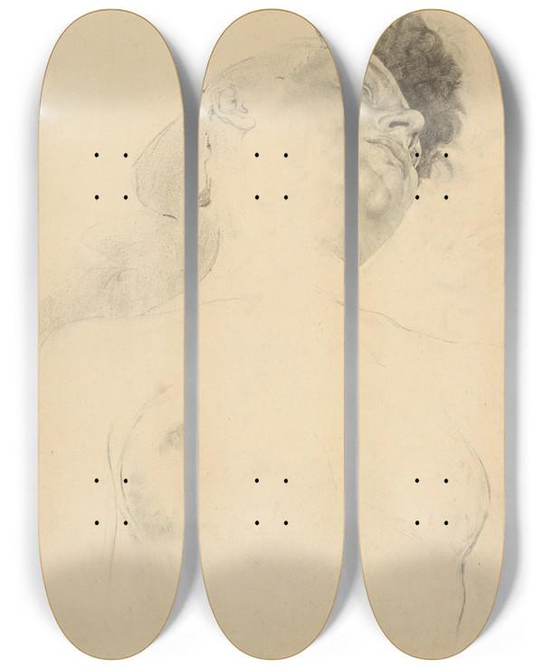 Triptych art skateboard deck of Kos Aranyossy Tdia Aktu Leiacej Eny_1 by kos Aranyossy