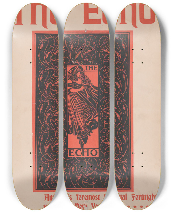 Triptych art skateboard deck of Will Bradley The Echo_2 by Will Bradley (1868-1962)