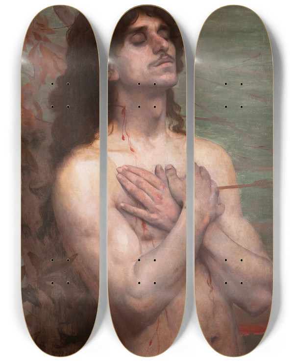 Triptych art skateboard deck of Eliseu Visconti So Sebastio Estudo Para Recompensa De So Sebastio by Eliseu Visconti (1866-1944)