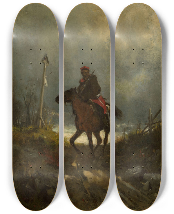 Triptych art skateboard deck of Maksymilian Gierymski Insurgent From 1863 by Maksymilian Gierymski (1846-1874)