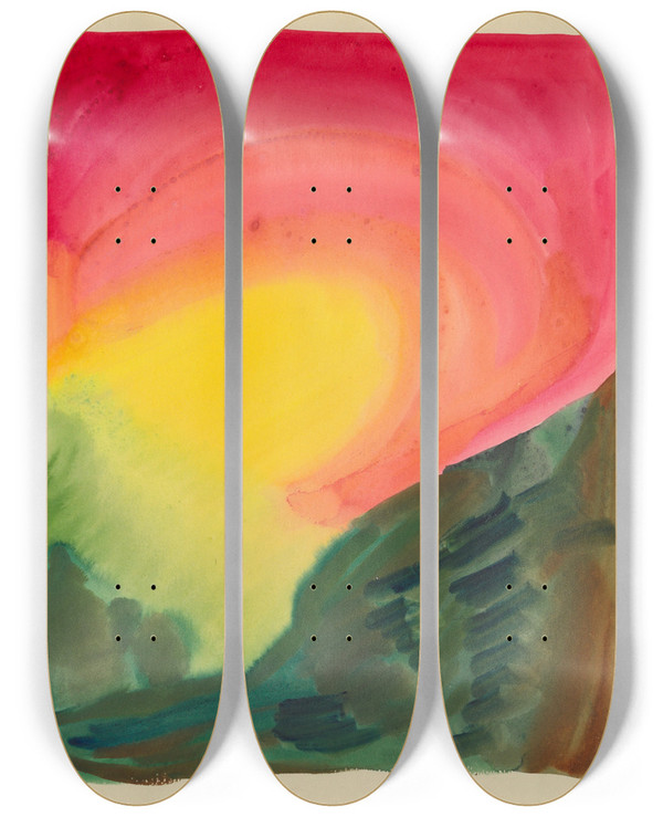 Triptych art skateboard deck of Karl Wiener Farbstudien 10 Bltter Iii by Karl Wiener (1901-1949)