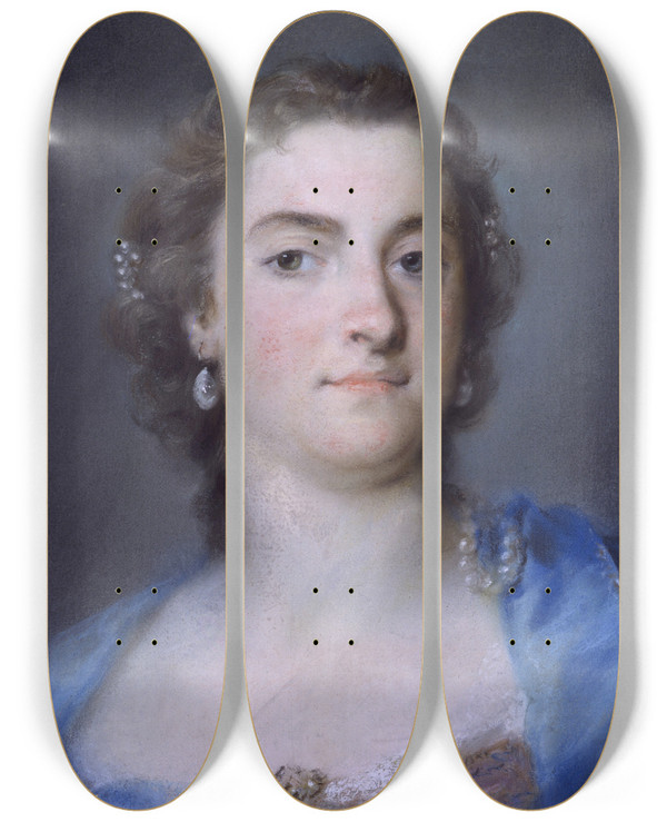 Triptych art skateboard deck of Rosalba Carriera Faustina Bordoni by Rosalba Carriera (1675-1757)