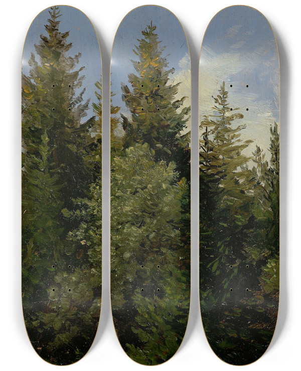 Triptych art skateboard deck of Carl Gustav Carus Tannen by Carl Gustav Carus (1789-1869)