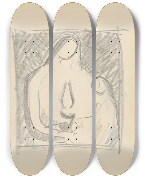 Triptych art skateboard deck of Mikul Galanda Sketchbook_16 by Mikulas Galanda (1895-1938)