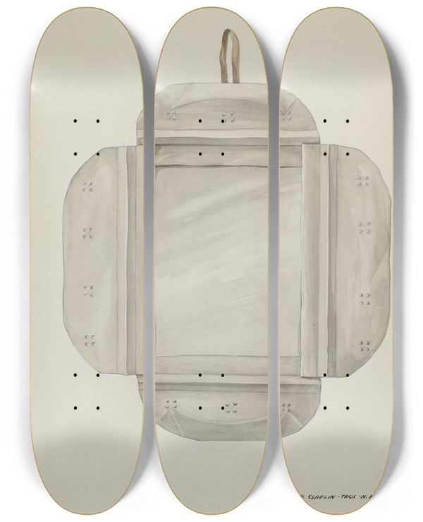Triptych art skateboard deck of Majel G Claflin Tin Mirror Frame_2 by Majel G Claflin (1893-1941)