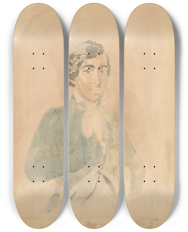 Triptych art skateboard deck of Piotr Michaowski Portret Mczyzny by Piotr Michalowski (1800-1855)
