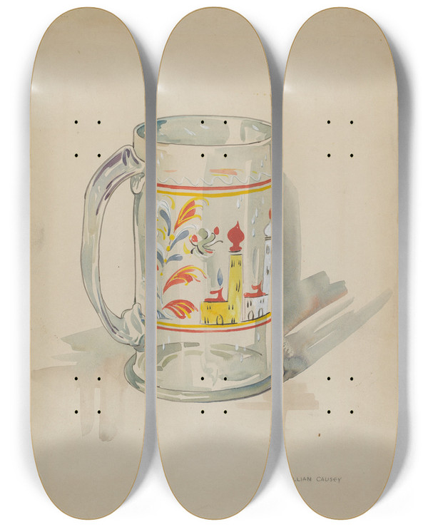 Triptych art skateboard deck of Lillian Causey Mug by Lillian Causey (20-)