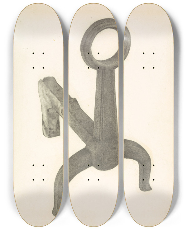 Triptych art skateboard deck of Salvatore Borrazzo Andiron_1 by Salvatore Borrazzo