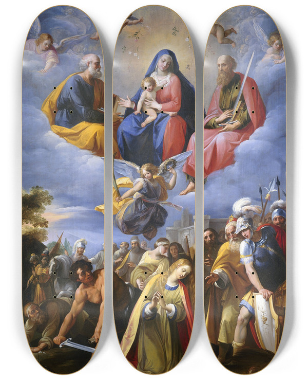 Triptych art skateboard deck of Giuseppe Cesari Martyrdom Of Saint Margaret by Giuseppe Cesari (1568-1640)