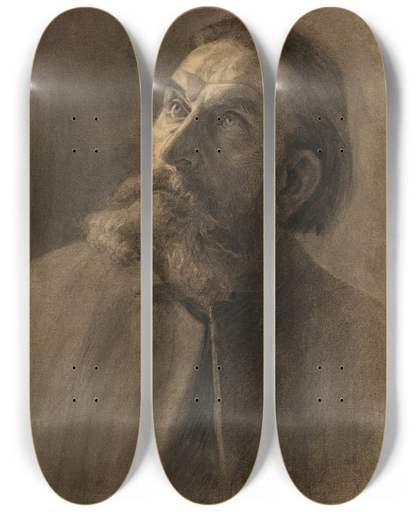 Triptych art skateboard deck of Lilly Walther Mehe Portree_2 by Lilly Walther (1866-1946)