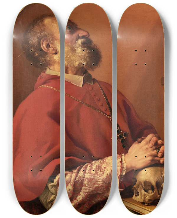 Triptych art skateboard deck of Roman School Saint Philip Neri by Roman School