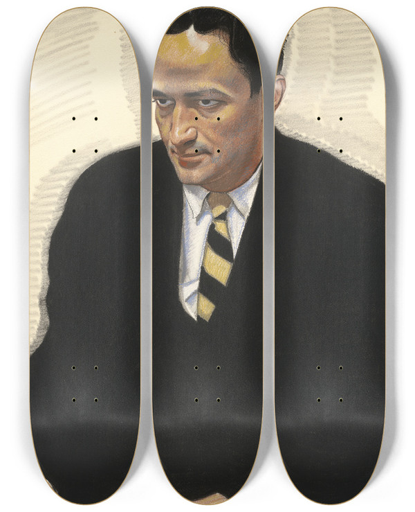 Triptych art skateboard deck of Winold Reiss Jean Toomer by Winold Reiss (1886-1953)