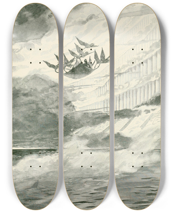 Triptych art skateboard deck of Hans Tegner Fairy Tales And Stories Pl21 by Hans Tegner (1853-1932)