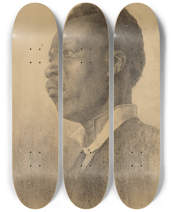 Triptych art skateboard deck of Kos Aranyossy Podobize Ernoskho Chlapca by kos Aranyossy
