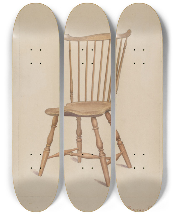 Triptych art skateboard deck of Eugene Croe Windsor Chair by Eugene Croe (20-)