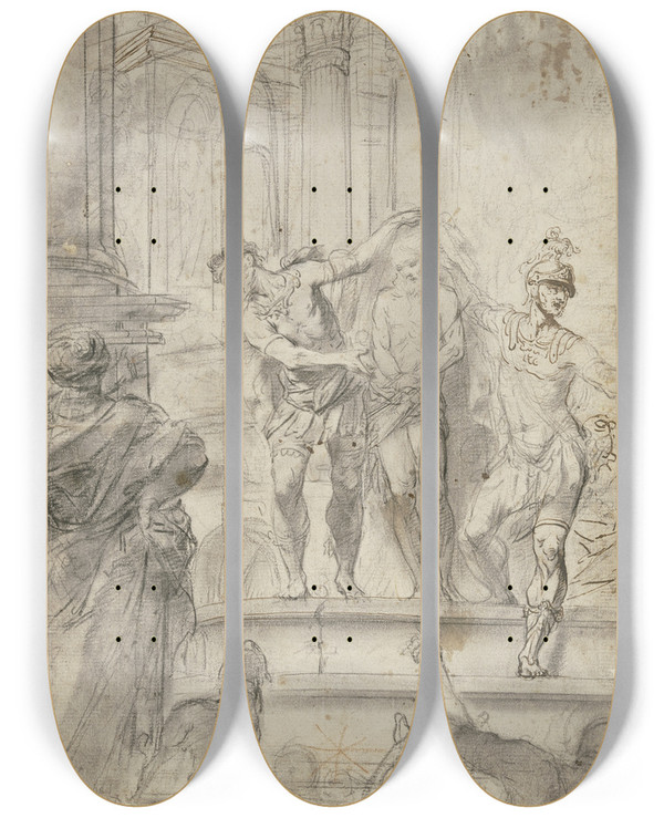 Triptych art skateboard deck of Leendert Van Der Cooghen Ecce Homo by Leendert van der Cooghen (1610-1681)