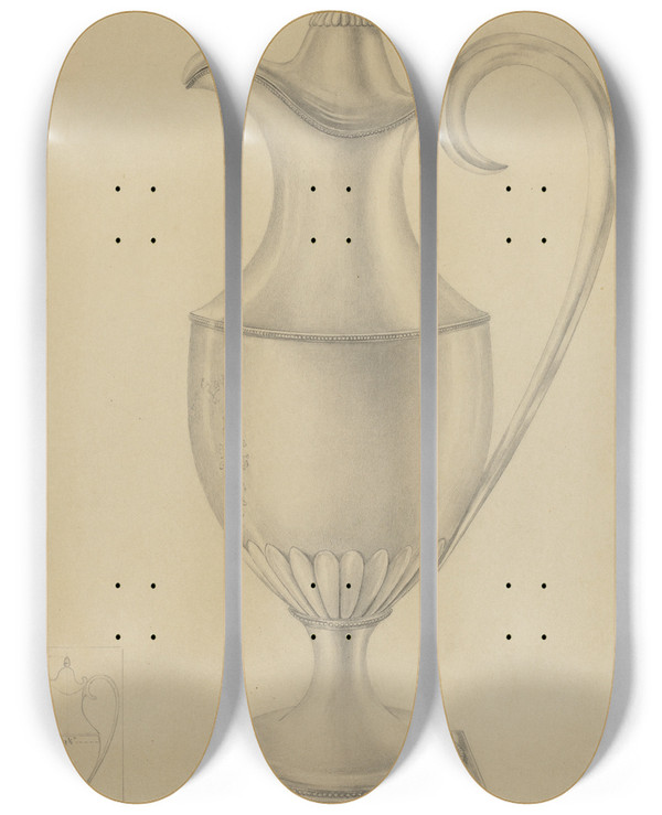 Triptych art skateboard deck of Hester Duany Silver Pitcher by Hester Duany (1891-1964)