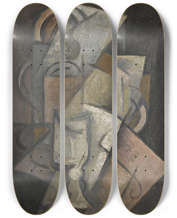 Triptych art skateboard deck of Antonin Prochzka Still Life by Antonin Prochazka (1882-1945)