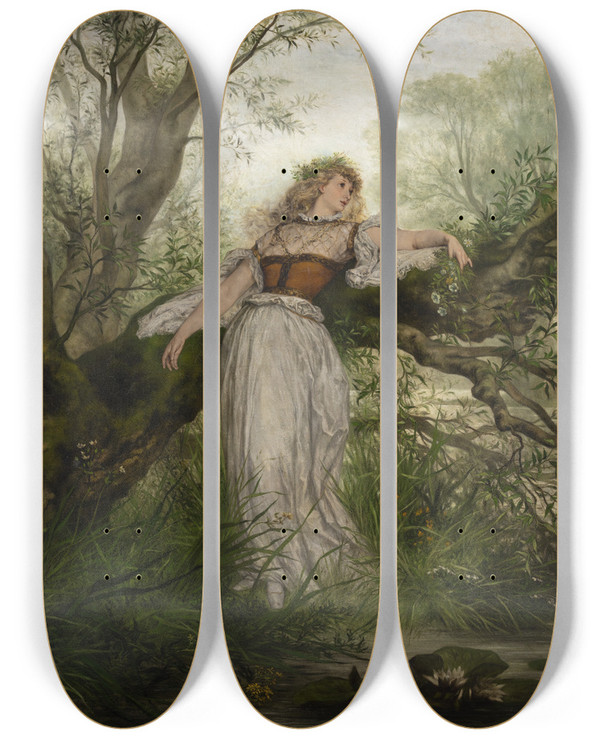 Triptych art skateboard deck of Victor Mller Ophelia_3 by Victor Muller (1829-1871)