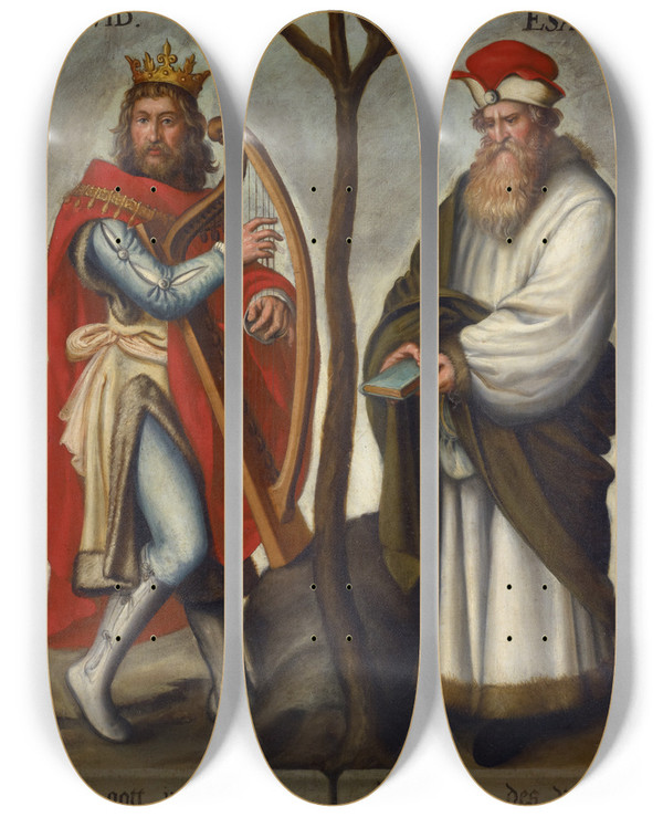 Triptych art skateboard deck of Bartholomus Sarburgh The Prophets David And Isaiah by Bartholomaus Sarburgh (1590-1637)