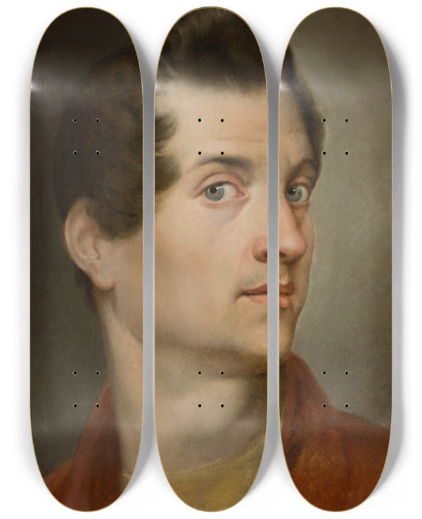 Triptych art skateboard deck of Rafa Hadziewicz Selfportrait by Rafal Hadziewicz (1803-1886)