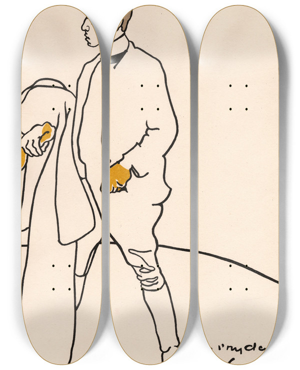 Triptych art skateboard deck of James Pryde Sir William Nicholson by James Pryde (1866-1941)