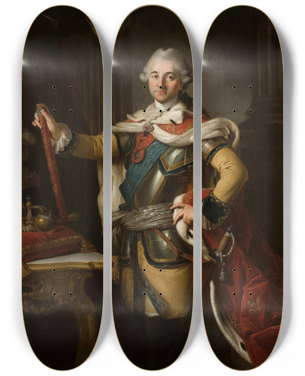 Triptych art skateboard deck of Per Krafft The Elder Portrait Of Stanisaw August Poniatowski King Of Poland by Per Krafft The Elder (1724-1793)