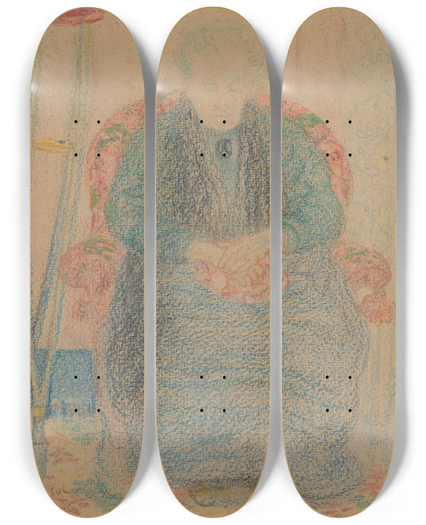 Triptych art skateboard deck of James Ensor Mijn Tante by James Ensor (1860-1949)