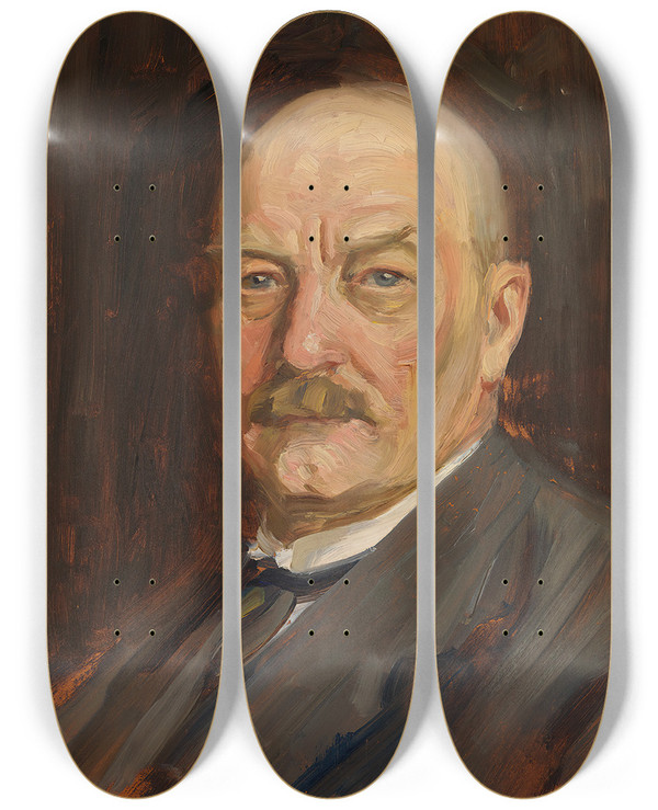 Triptych art skateboard deck of Victor Westerholm Selfportrait by Victor Westerholm (1860-1919)