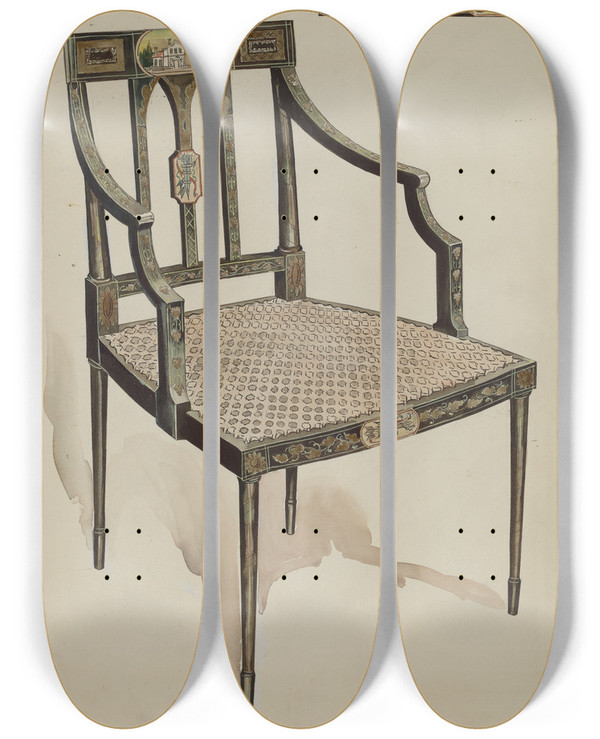 Triptych art skateboard deck of Lillian Causey Chair_2 by Lillian Causey (20-)