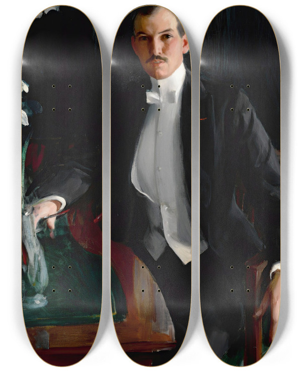 Triptych art skateboard deck of Anders Zorn Portrait Of Harald Bildt by Anders Zorn (1860-1920)