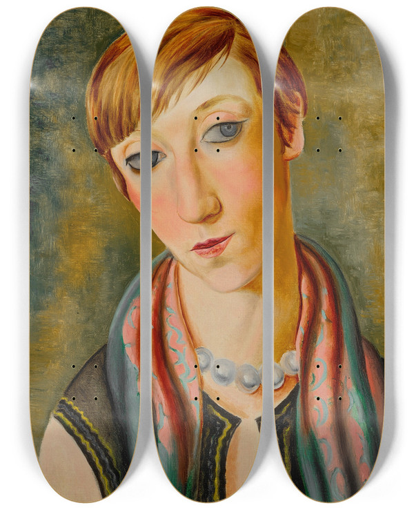Triptych art skateboard deck of Mose Kisling Rene Kisling by Moise Kisling (1891-1953)