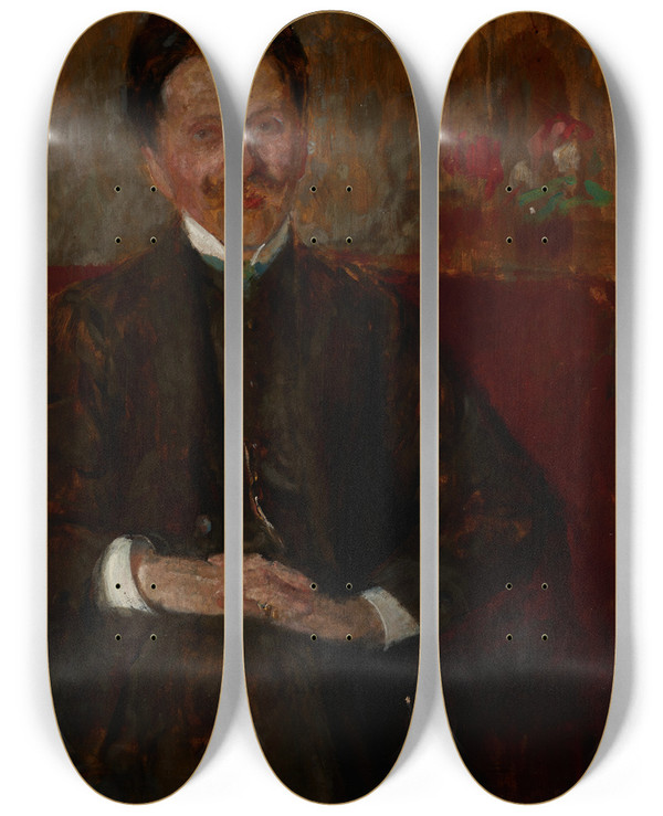 Triptych art skateboard deck of Olga Boznanska Portrait Of Wadysaw Chmielarczyk by Olga Boznanska (1865-1940)
