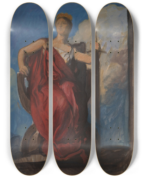 Triptych art skateboard deck of Edwin Austin Abbey Study For Figure Of The Genius Of Pennsylvania In The Apotheosis Of Pennsylvania by Edwin Austin Abbey (1852-1911)