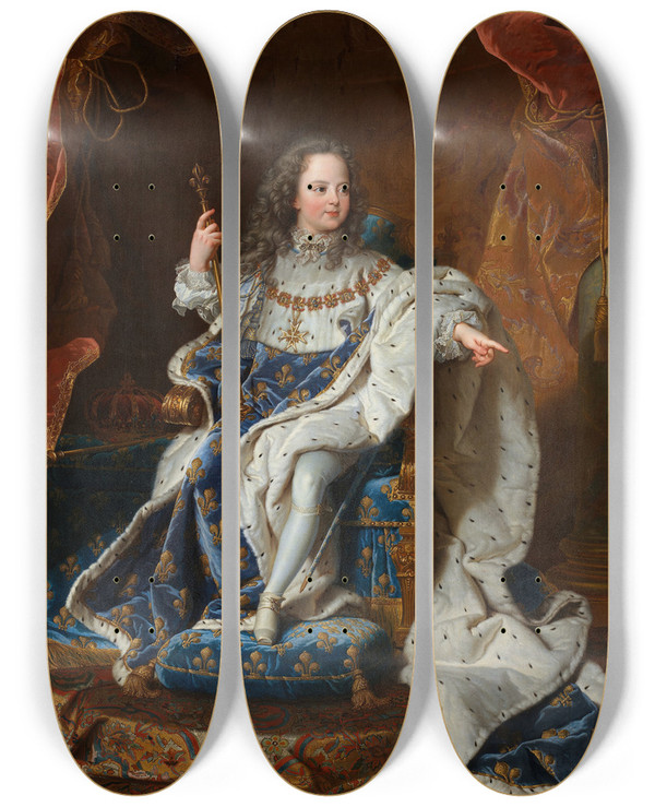Triptych art skateboard deck of After Hyacinthe Rigaud Louis Xv 17101774 As A Child by After Hyacinthe Rigaud (1659-1743)