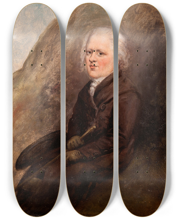 Triptych art skateboard deck of Elias Martin Self Portrait by Elias Martin (1739-1818)