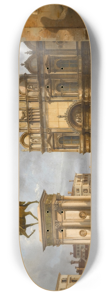 Federico Moja - Venice, a View of the Campo Santi Giovanni e Paolo, with the Equestrian Monument to Bartolomeo Colleoni and the Scuola Grande di San Marco in the Background 8.25 inch art skate deck