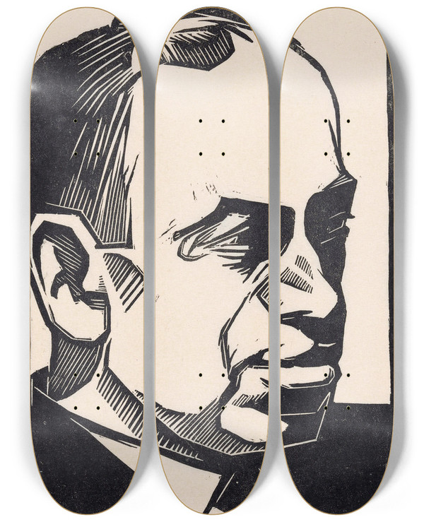Triptych art skateboard deck of Meijer Bleekrode Portret Van Eliazer Polak by Meijer Bleekrode (1896-1943)