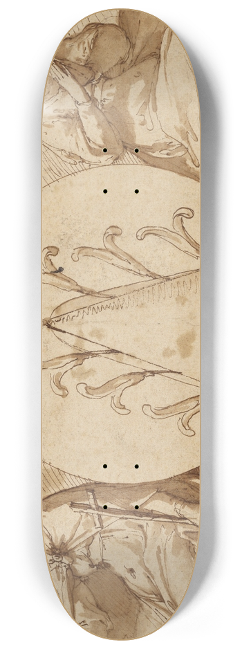 Federico Zuccaro - Allegories of Faith and Hope, Flanking the Zuccaro Emblem 8.25 inch art skate deck