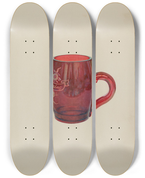 Triptych art skateboard deck of Frank M Keane American Bohemian Glass Mug_2 by Frank M Keane