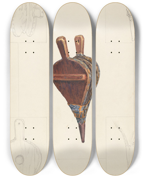 Triptych art skateboard deck of Katharine Merrill Bellows by Katharine Merrill