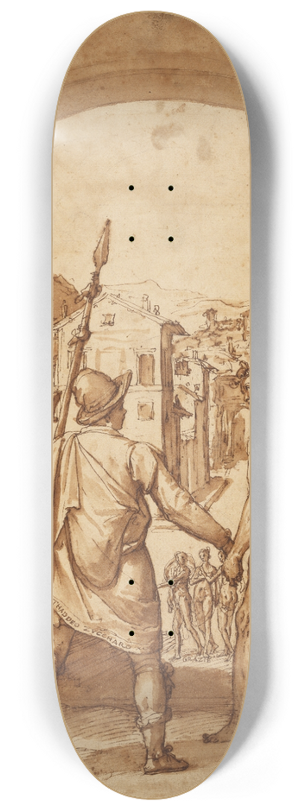 Federico Zuccaro - Taddeo Returns to Rome Escorted by Drawing and Spirit toward the Three Graces 8.25 inch art skate deck