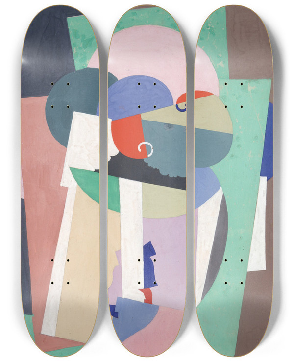 Triptych art skateboard deck of Georges Valmier Composition No7888 by Georges Valmier (1885-1937)